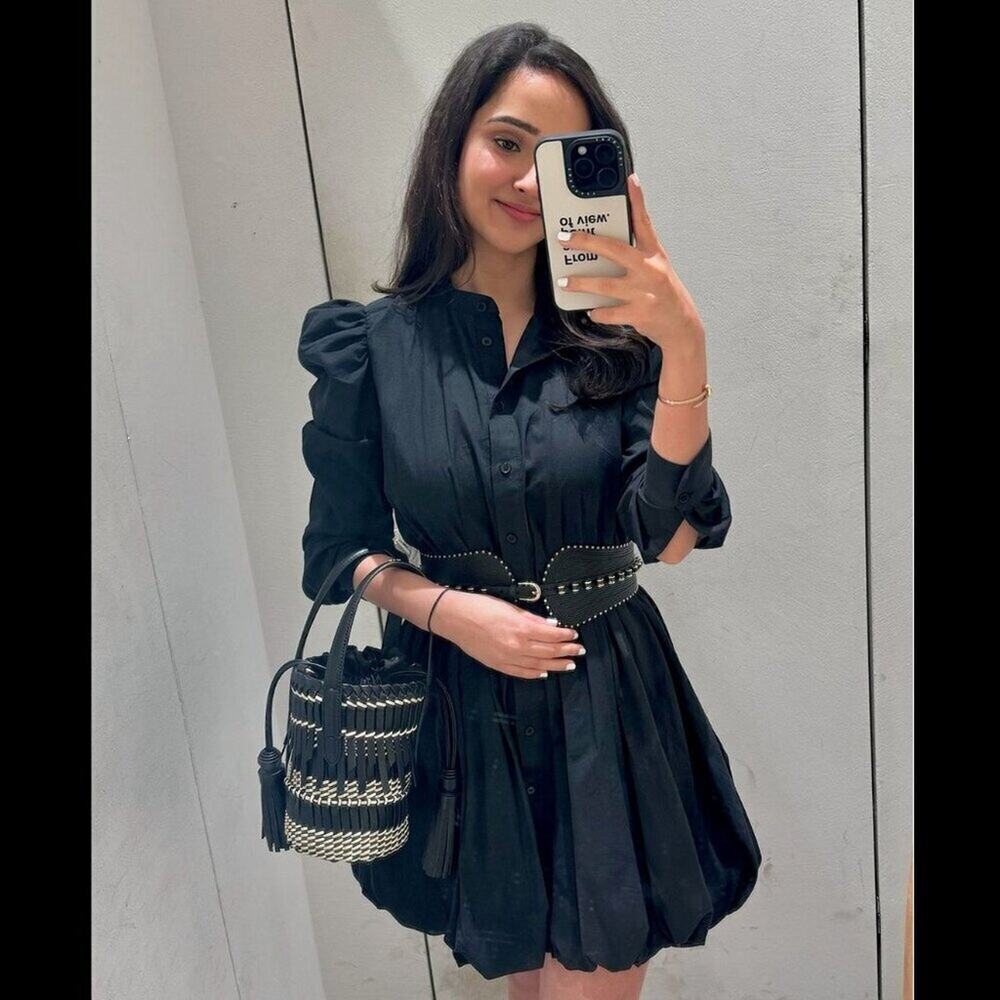ZARA Cotton Balloon Sleeve Mini Dress ๐คโจ NWT - Picture 10 of 15